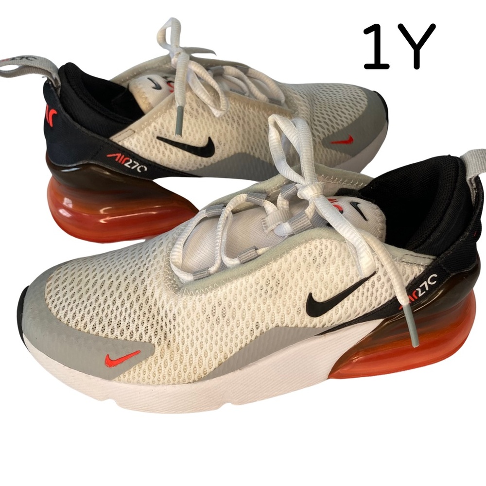 Nike Air Max 270 GS Boys Sneaker Shoes White/Wolf Grey, Little Kid Youth Size 1Y